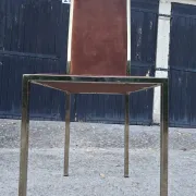 8 vintage 1970s chairs in brass and velvet with high backs.