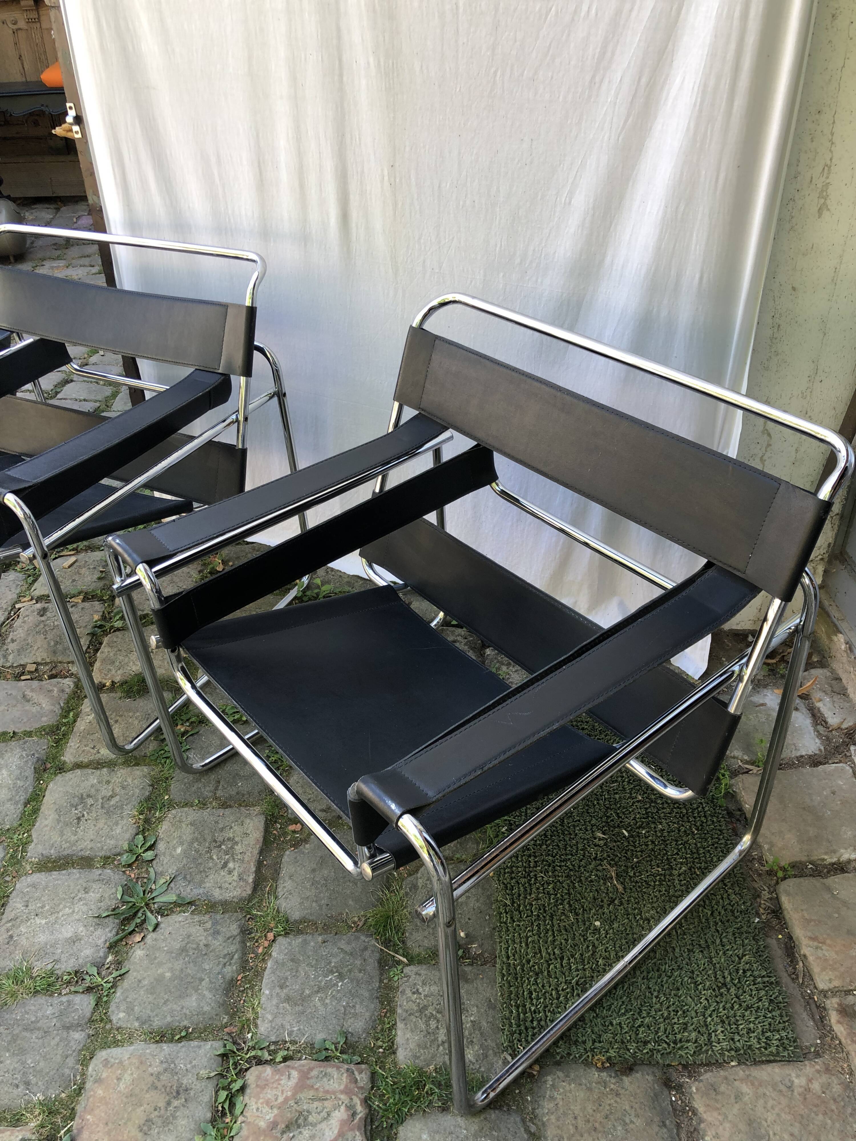Pair of Wassily armchairs by Marcel Breuer