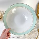 Vintage white and green porcelain salad bowl, Luneville, Epinay, France, 1950s