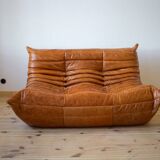 Ensemble de canapés Togo 2 et 3 places en cuir, attribués à Michel Ducaroy pour Ligne Roset