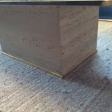 Travertine and brass coffee table by Fedam from the 70s