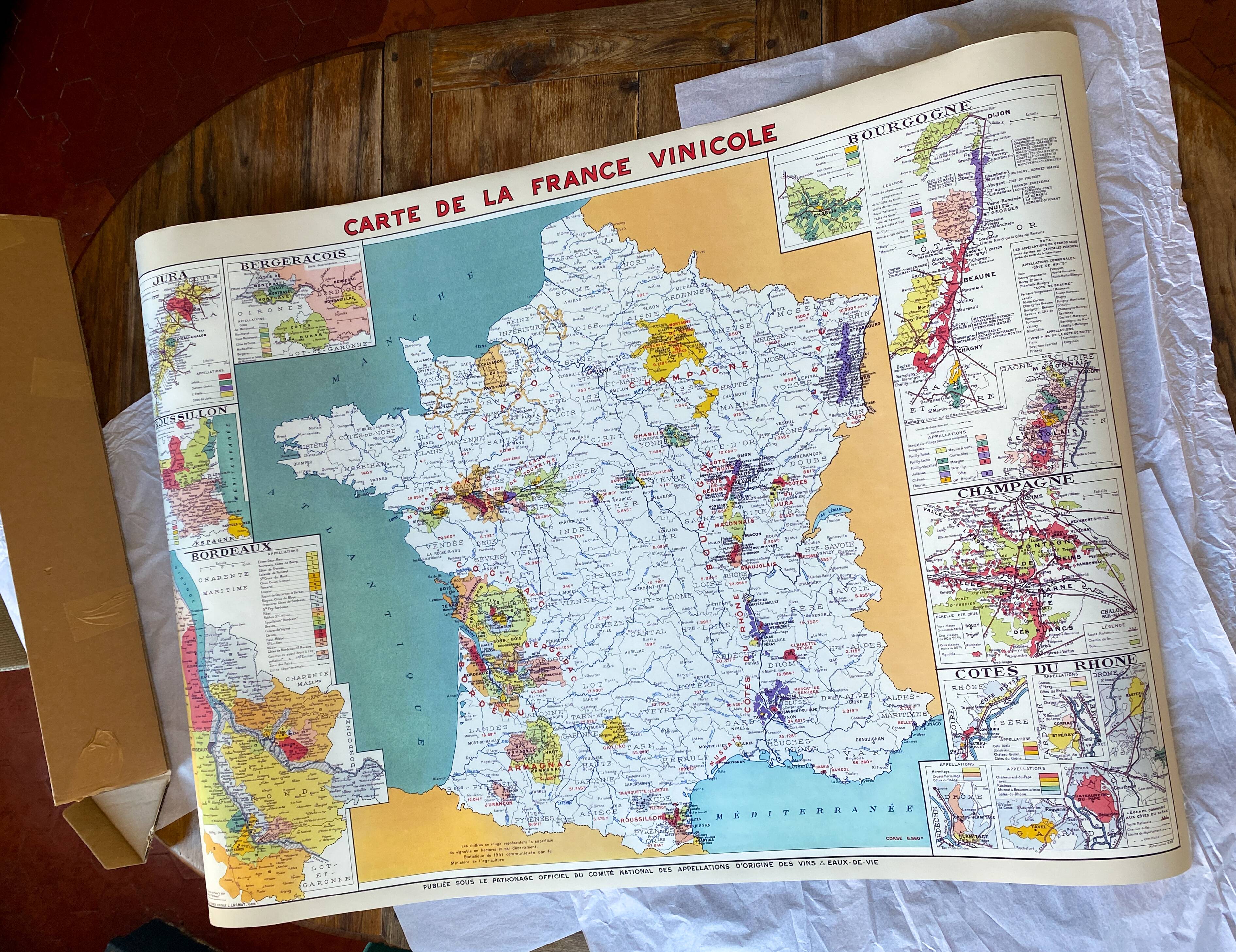 Carte de la France vinicole en 1949