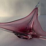 Triangular blown glass centerpiece
