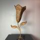 Large midcentury rattan wicker flower table lamp, 1960s