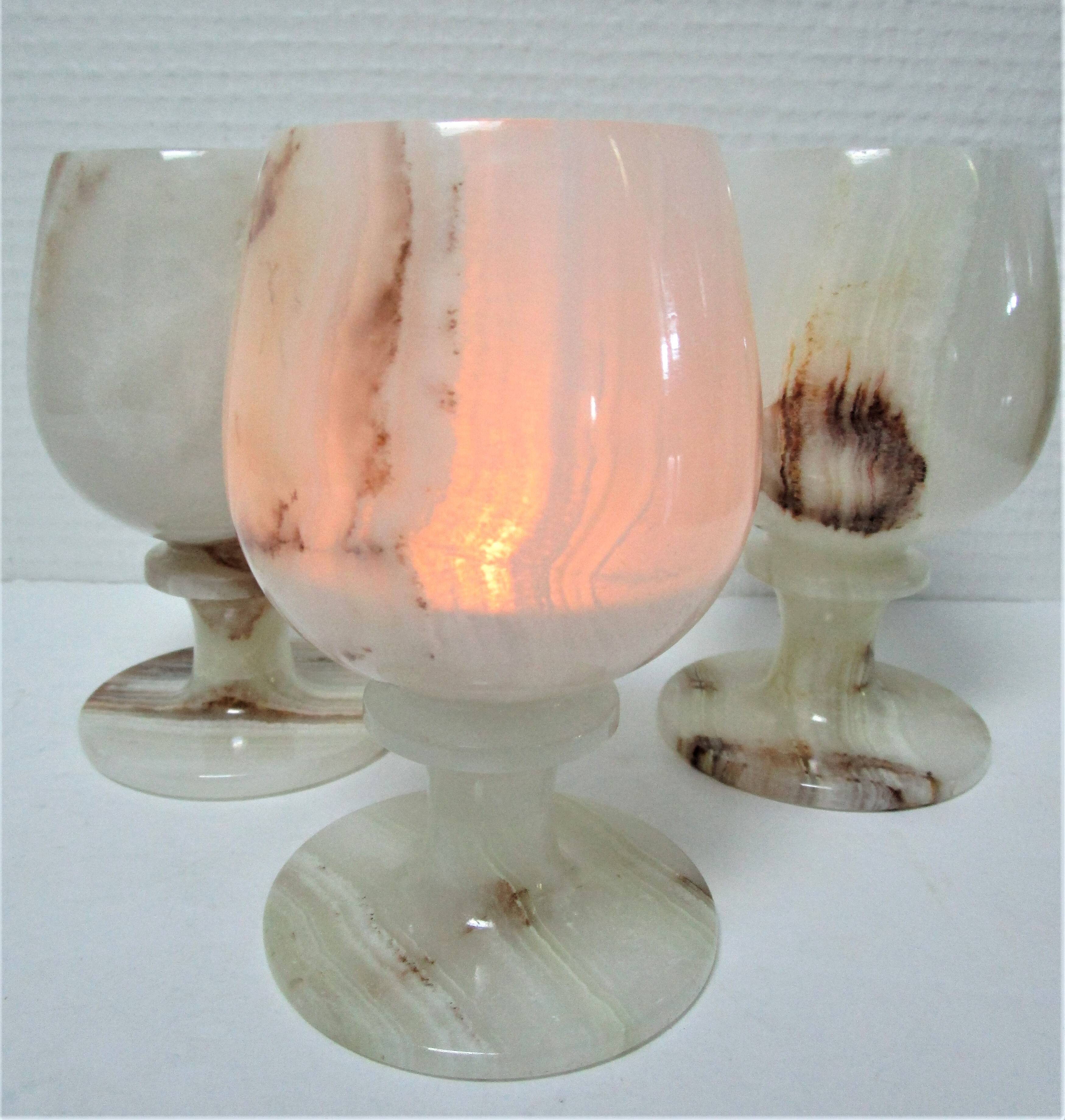 Three onyx candlesticks from the 70s