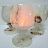 Three onyx candlesticks from the 70s