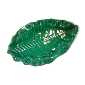 Ravier vintage céramique en forme de feuille