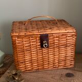 Small vintage wicker chest with clasp