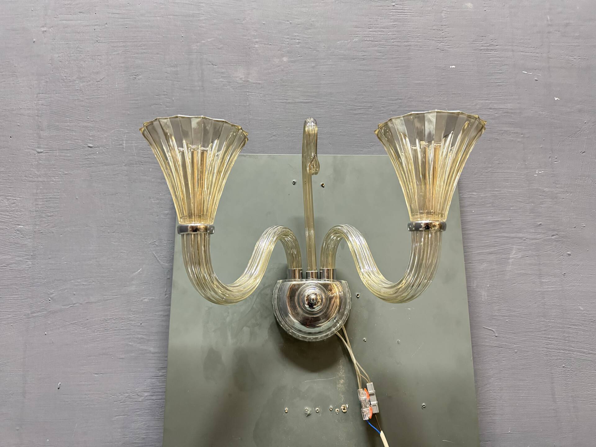 Set of 3 Murano Glass Barovier Sconces 