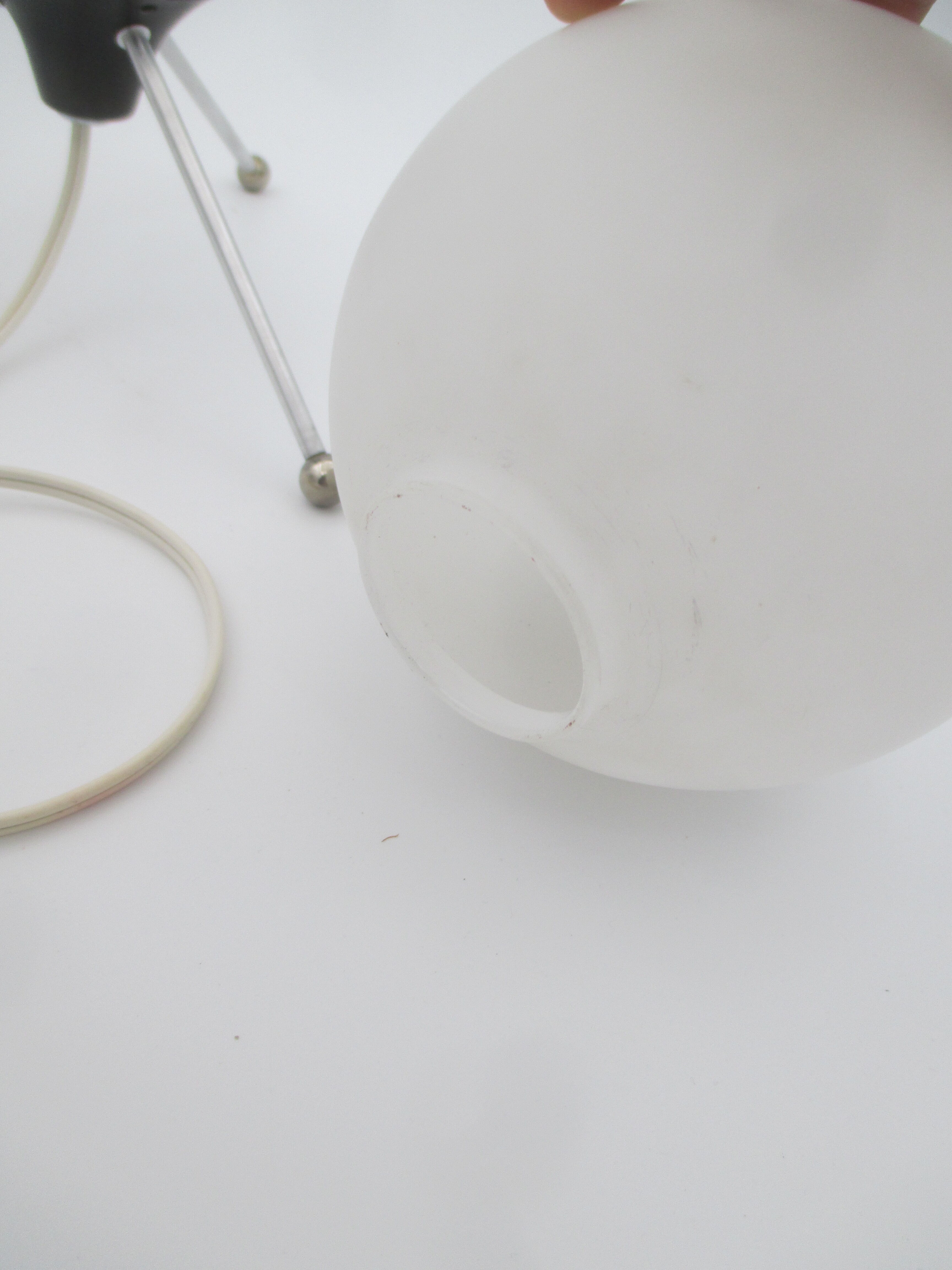 Vintage metal and opaline tripod lamp