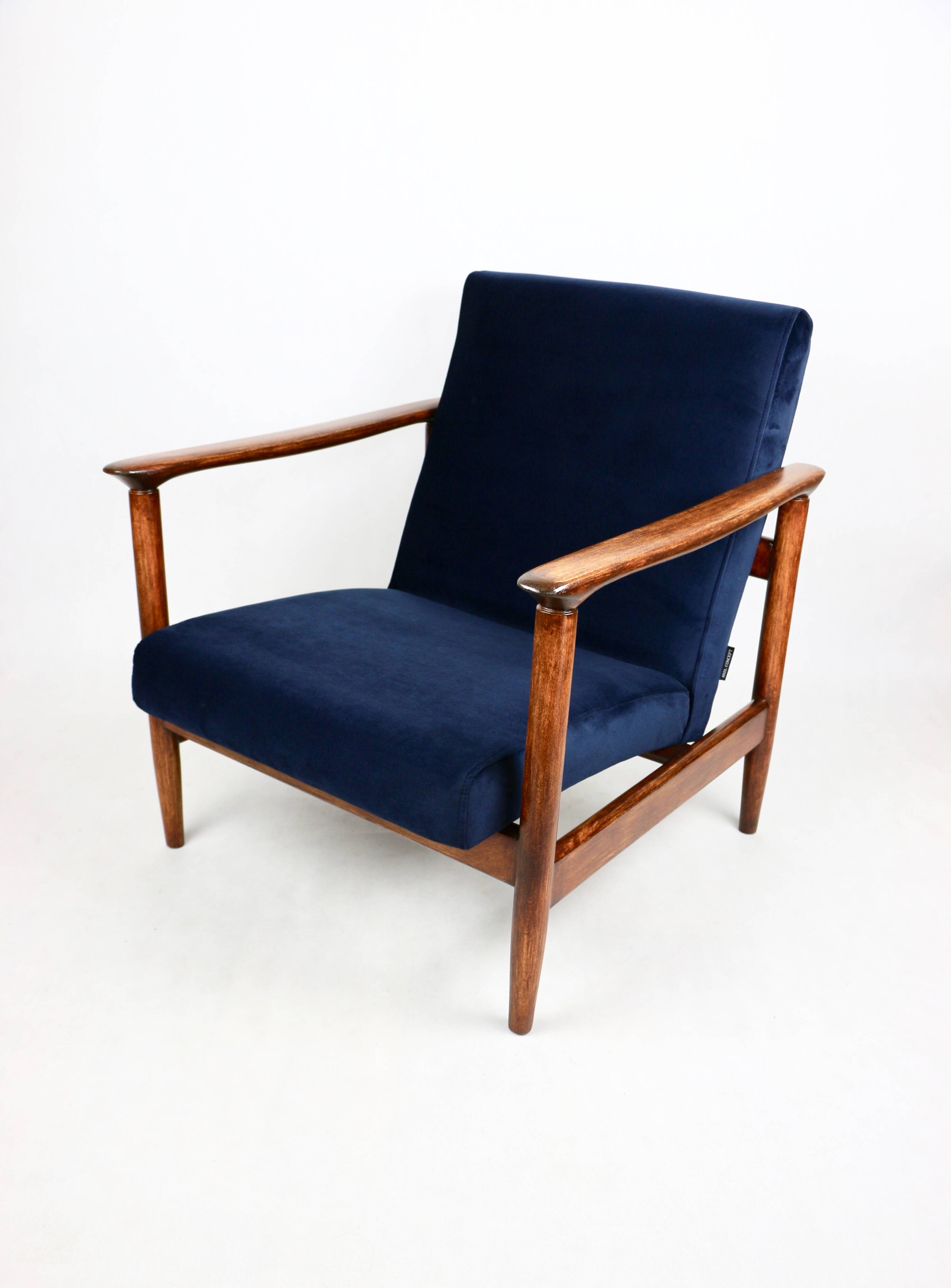 GFM-142 armchair, designed by Edmund Homa from the 70s, navy blue - 2 pieces available