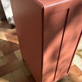 Restored vintage chest of drawers – 1960 – Terracotta & brass – unique piece