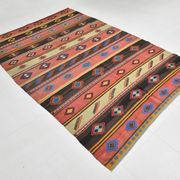 6x9 Blue & Red Details Kilim Rug,Modern Mid Century,Wool Area Rug,175x261Cm