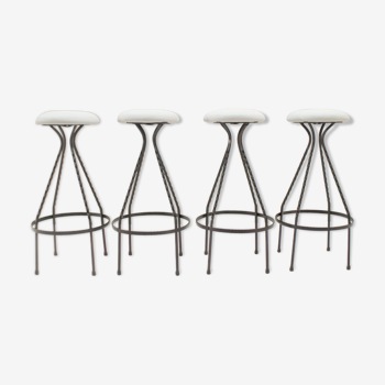 Suite of 4 German vintage stools in iron