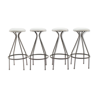 Suite of 4 German vintage stools in iron