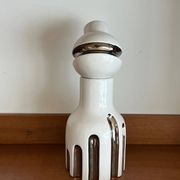 Decorative Ceramic Vase , white glazed, Scultptural Totem, 1970's Ceramic