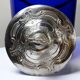 Antique biscuit jar/sweet jar, cobalt blue glass and silver-plated metal, early 20th century.