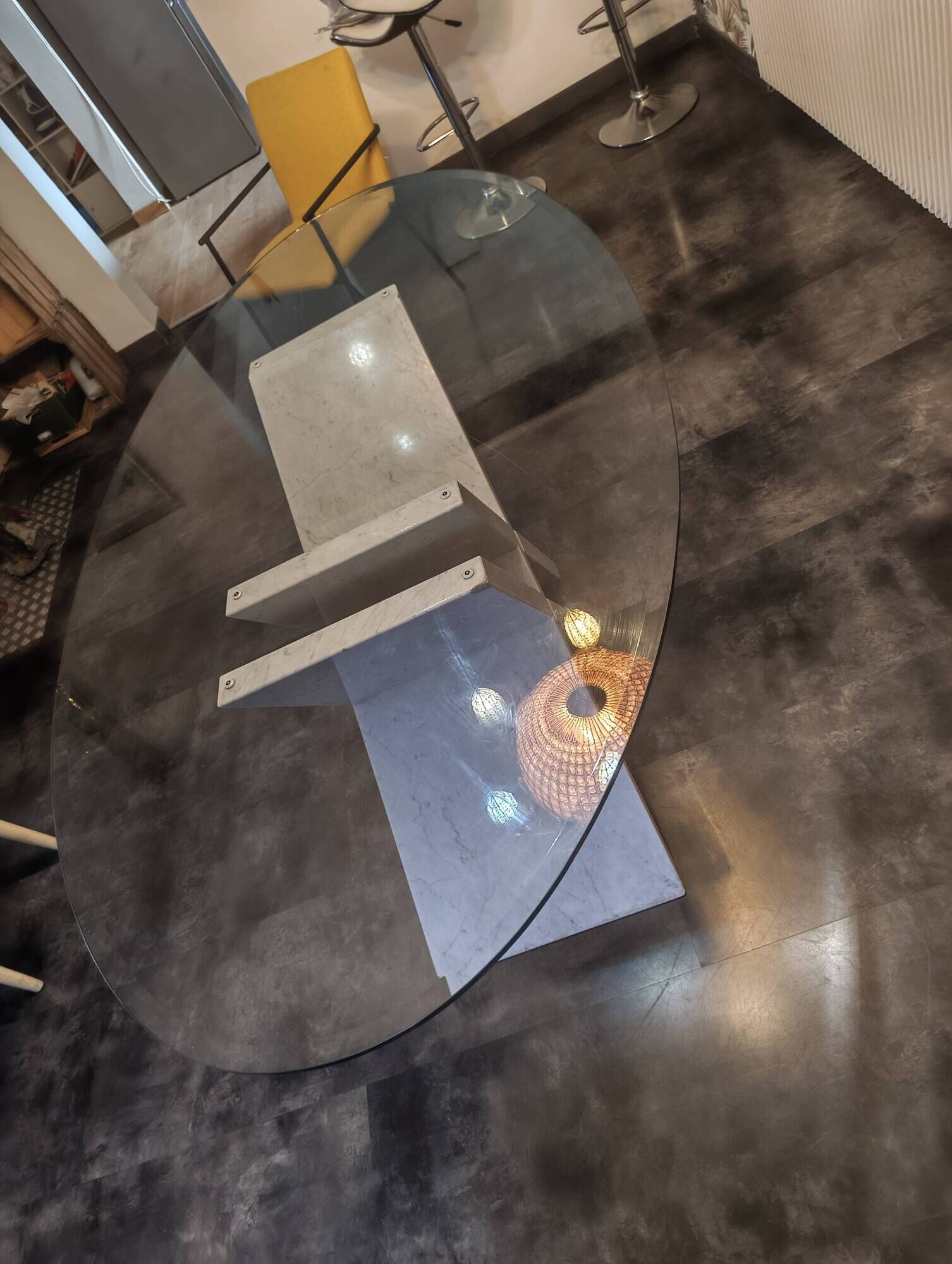 Glass and marble table
