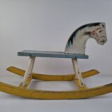 Mid-Century Czechoslovak Wooden Rocking Horse, Hand-Painted, 1960s
