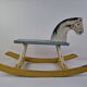 Mid-Century Czechoslovak Wooden Rocking Horse, Hand-Painted, 1960s