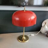 Vintage table lamp with bell shade and brass base