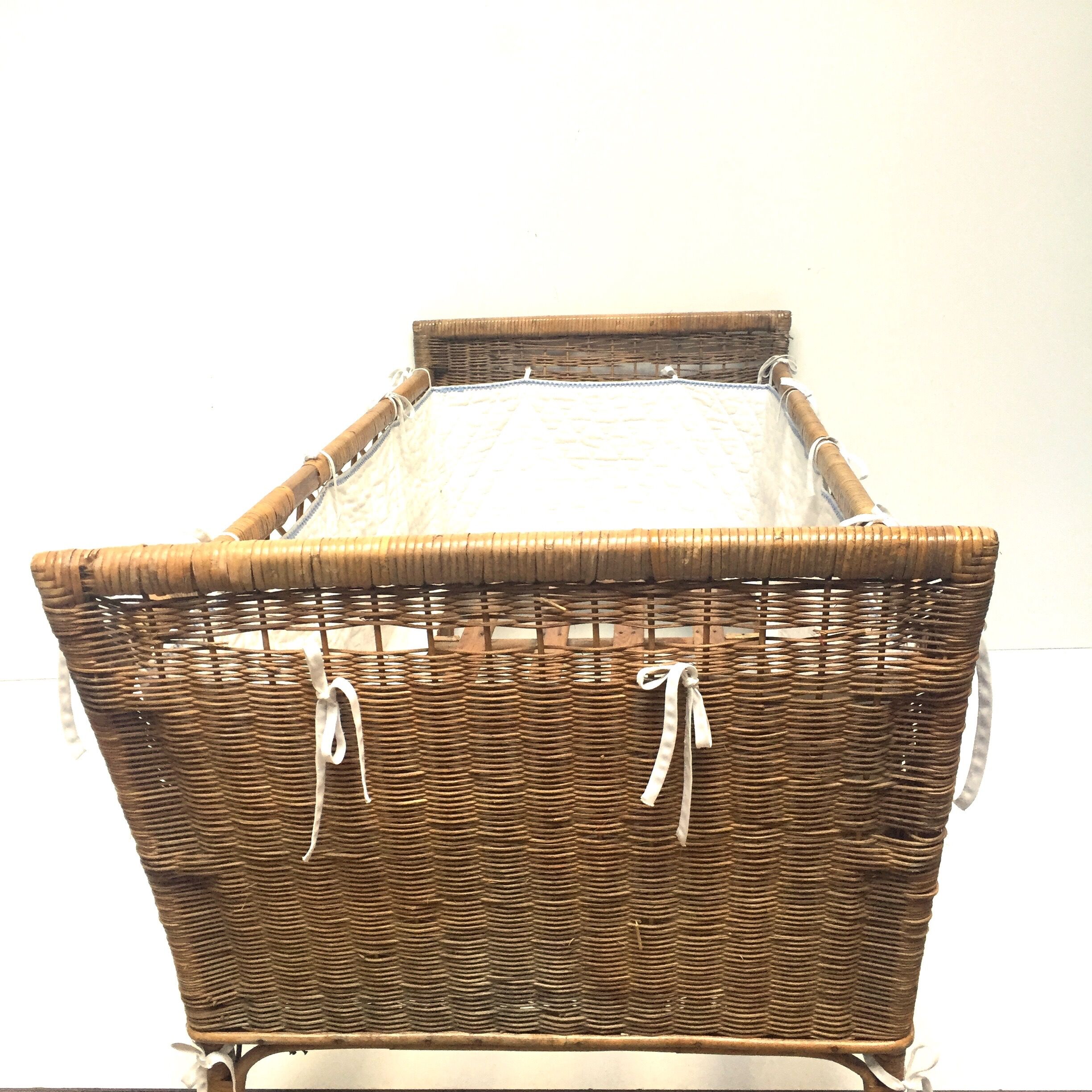Vintage rattan and wicker bed