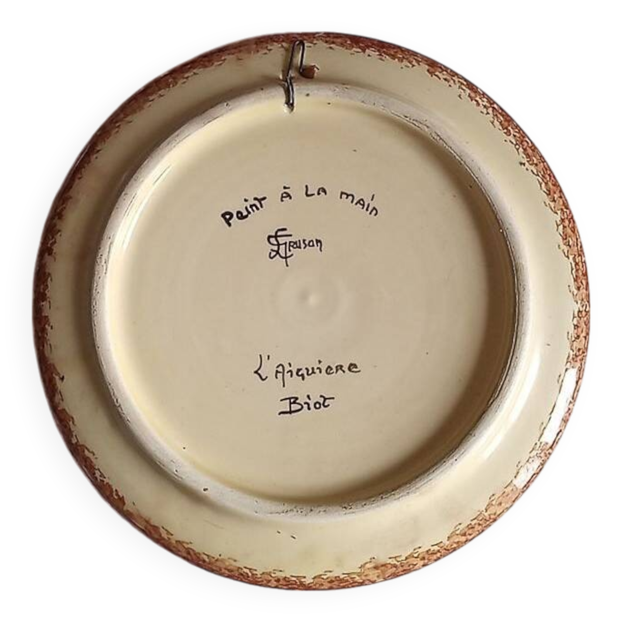 Biot ceramic - plate signed l'aiguiere - L. Gruson - hand painted - 25cm