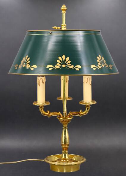 Empire Style Bouillotte Lamp in Gilded Bronze with Three Lights "Lucien Gau"