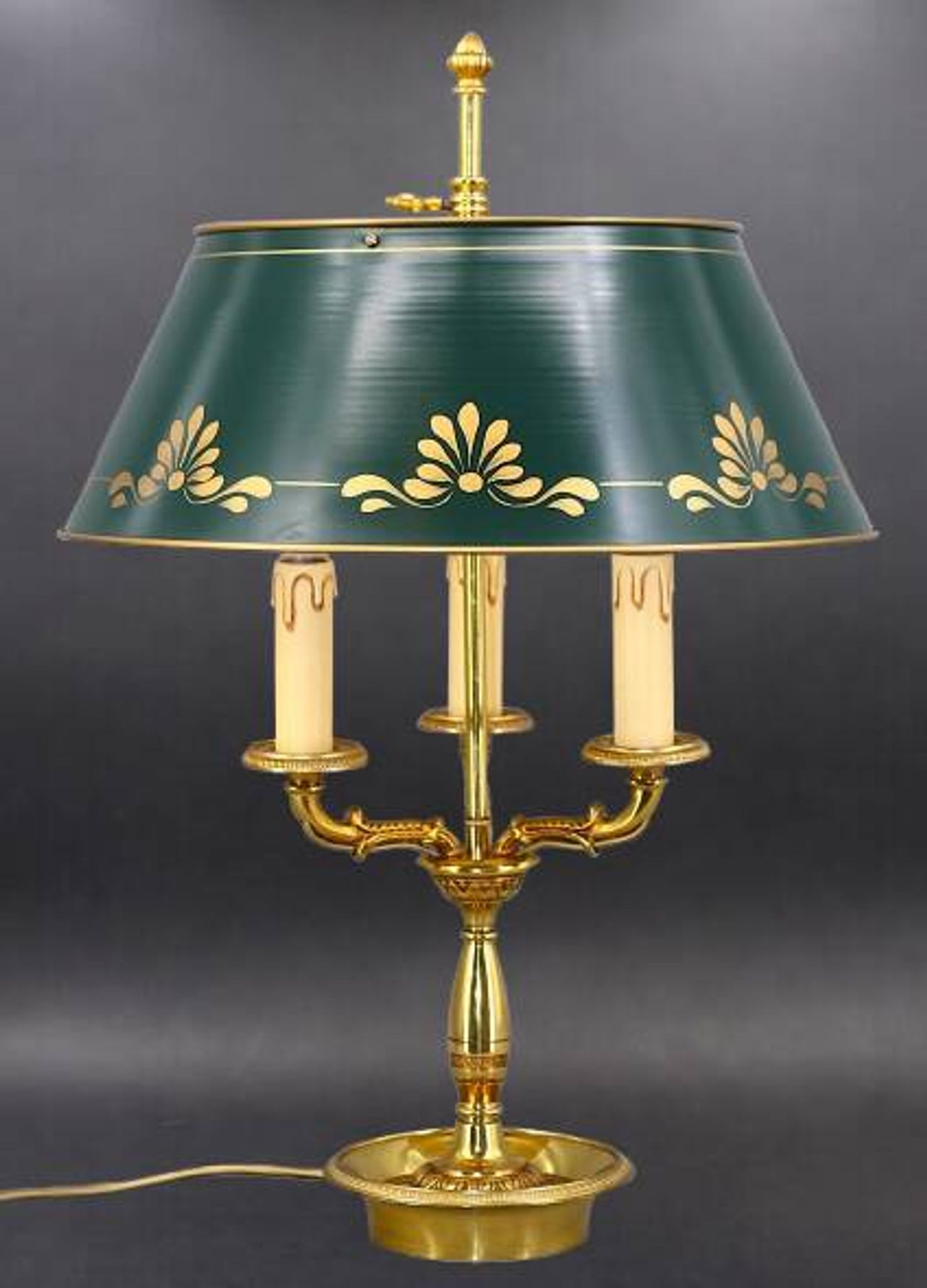 Empire Style Bouillotte Lamp in Gilded Bronze with Three Lights "Lucien Gau"