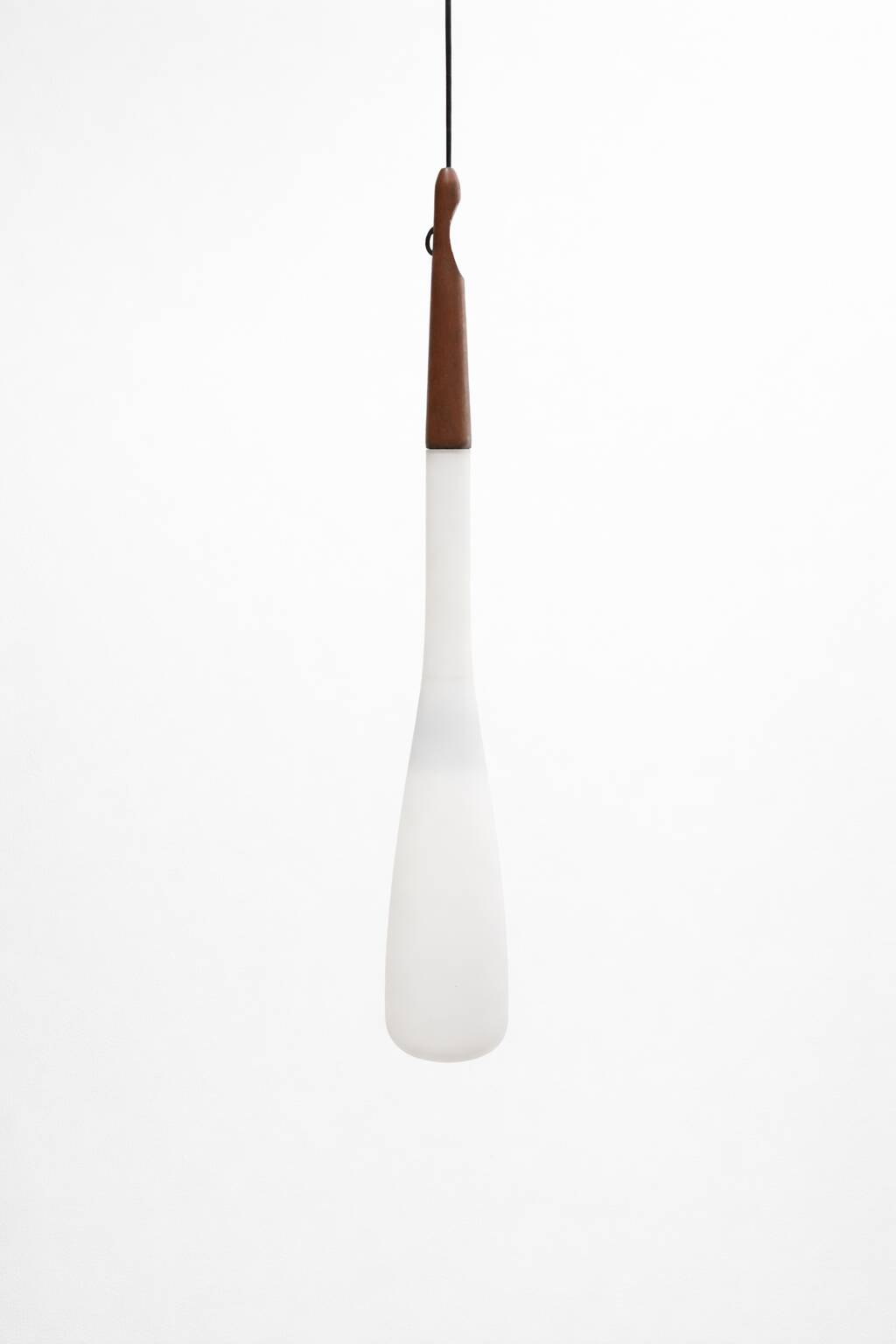 Scandinavian opaline and teak suspension by Uno and Östen Kristiansson for the