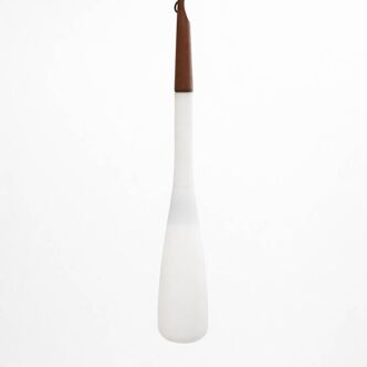 Scandinavian opaline and teak suspension by Uno and Östen Kristiansson for the
