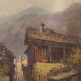 Tableau signé paysage huile sur carton du 19ème siècle