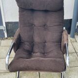Vintage leather tubular chrome arm chair