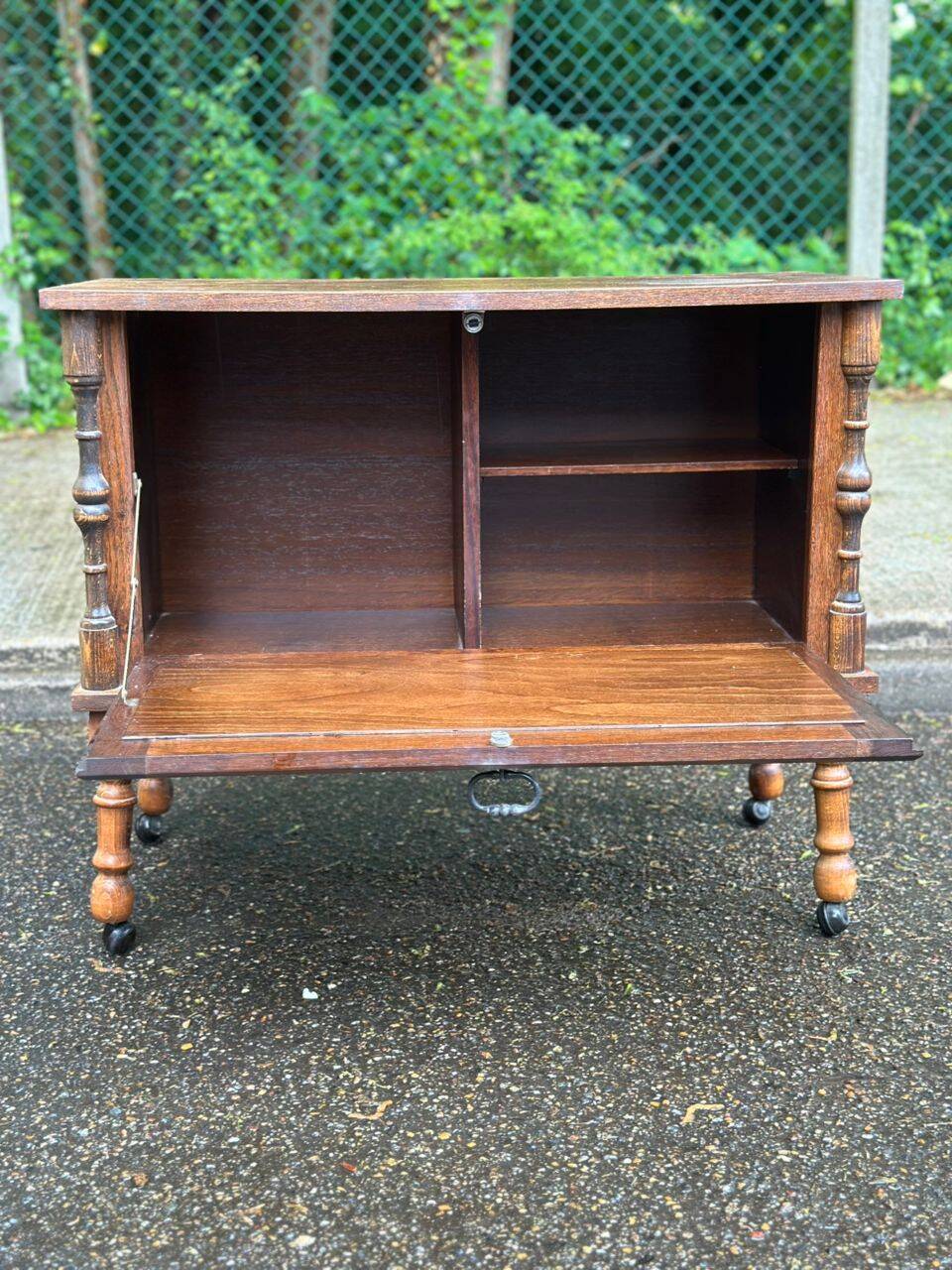 Solid wood bar cabinet in Spanish Basque style from the 1930s.