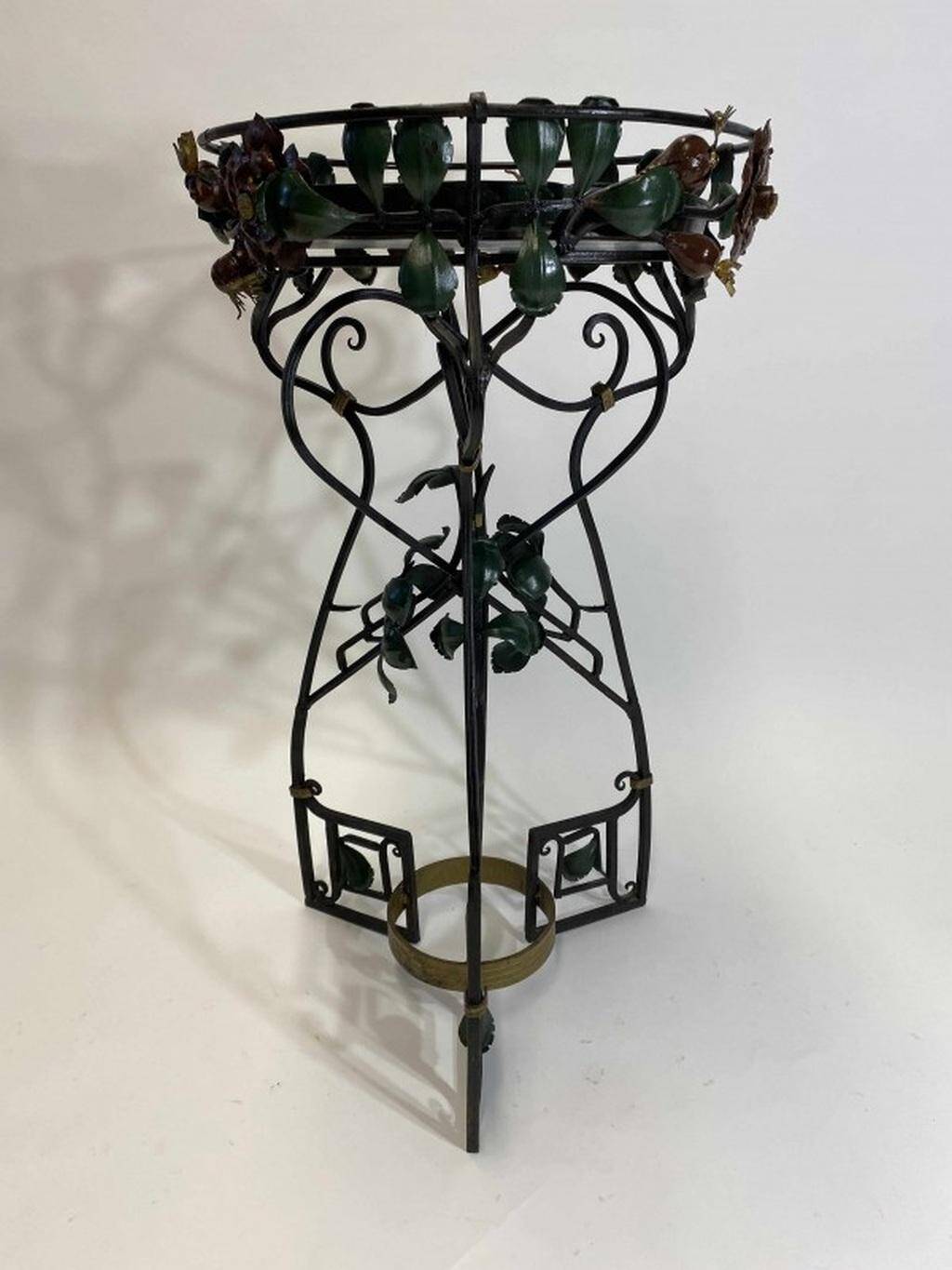 Art Nouveau wrought iron flower support