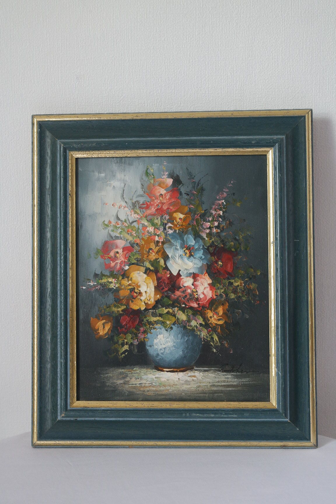 Painting bouquet of flowers oil on canvas
