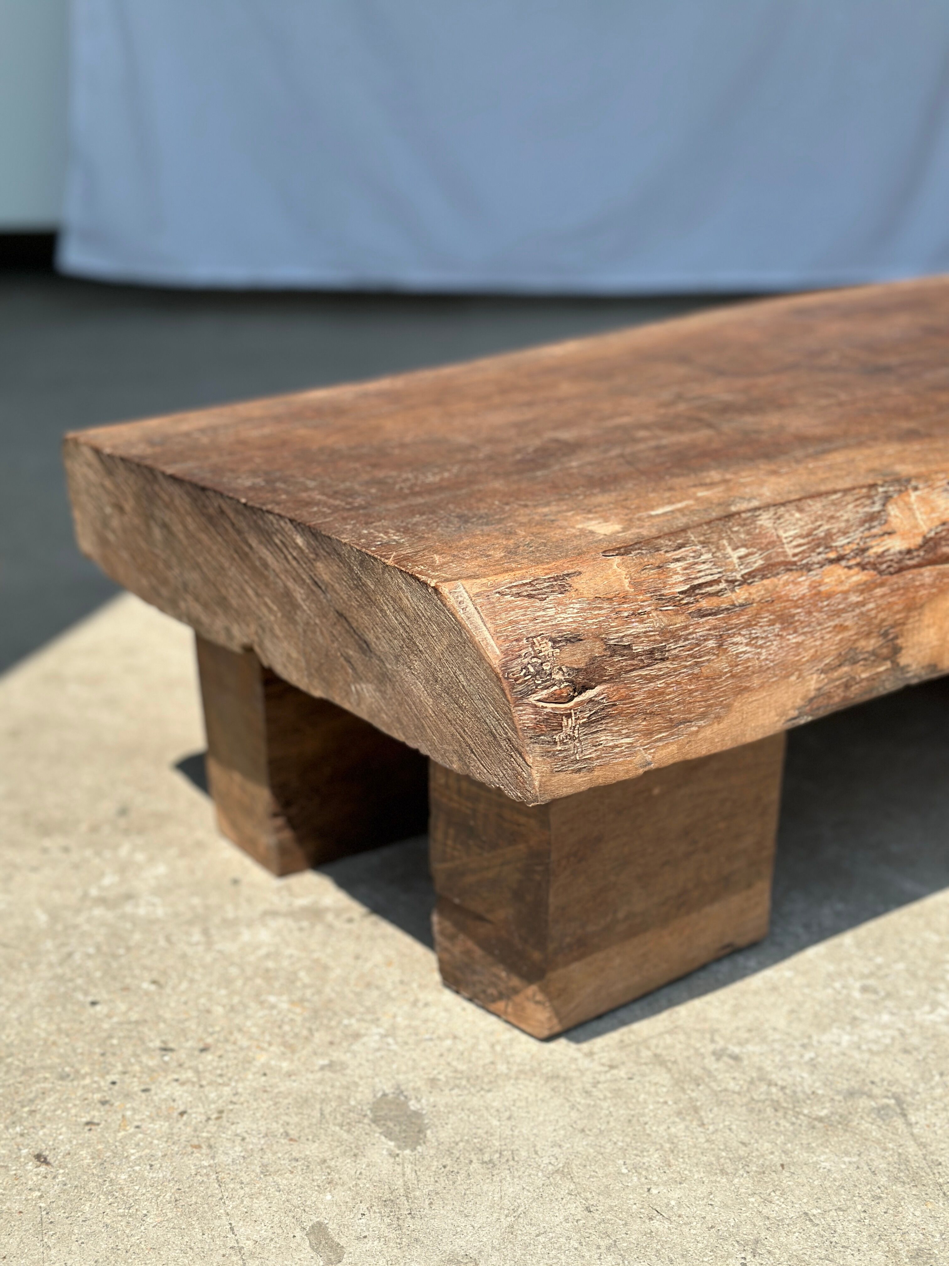Asian solid wood quadripod brutalist coffee table H30 L81 l42