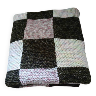 Plaid en patchwork tricoté à la main