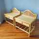 Paire de tables de chevets vintage 80 en rotin clair