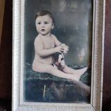 Cadre photo ancienne colorisée enfant, 1930