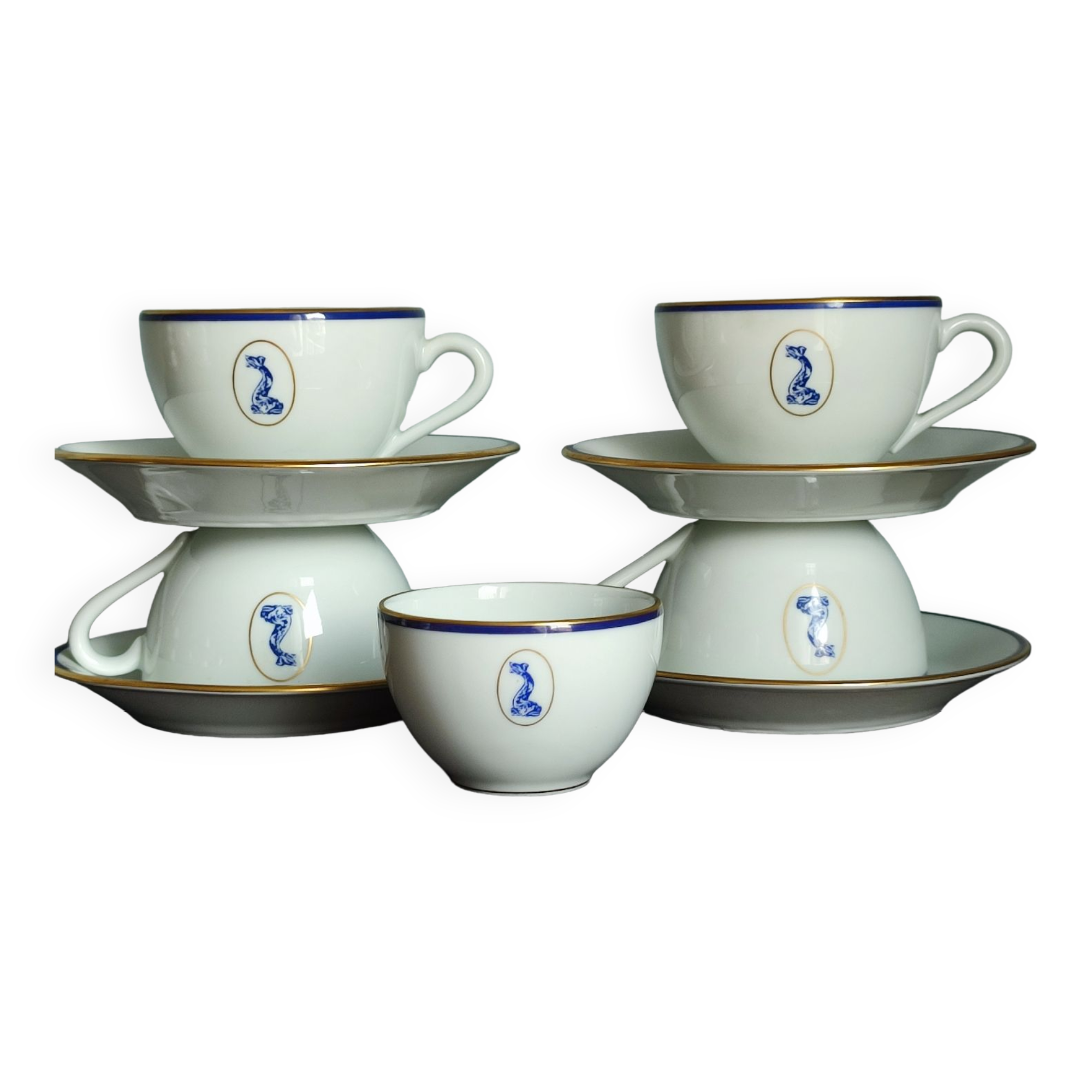 Set of 5 vintage Bernardaud Limoges porcelain cups