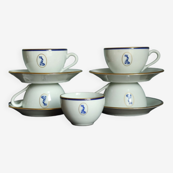 Set of 5 vintage Bernardaud Limoges porcelain cups