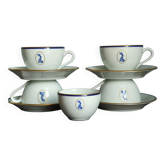 Set of 5 vintage Bernardaud Limoges porcelain cups