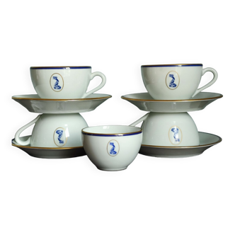 Set of 5 vintage Bernardaud Limoges porcelain cups