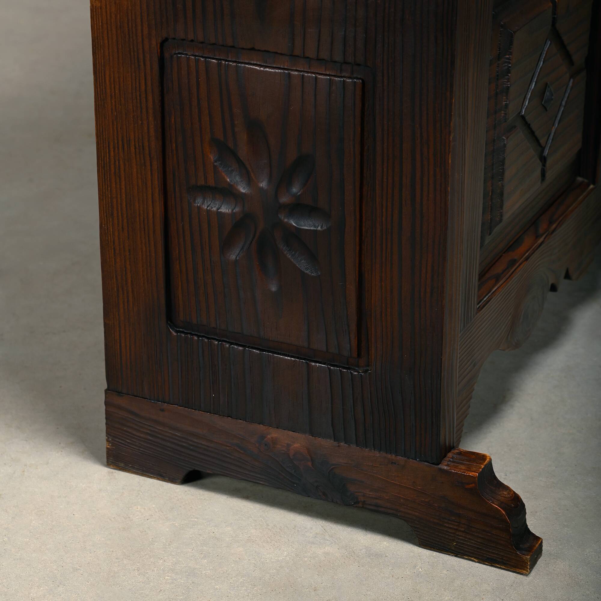 Spanish Rustic Brutalist Dry Bar Counter with matching Barstools