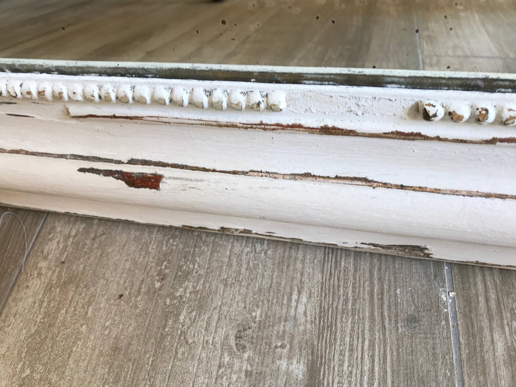 Large Louis Philippe mirror with white patina