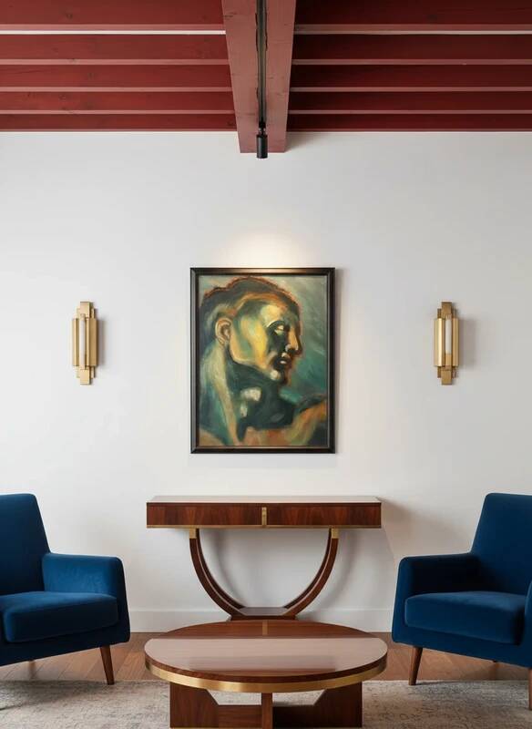 Oil on cardboard – stylized Art Deco study after the Adam of the Sistine Chapel – 60 x 80 cm