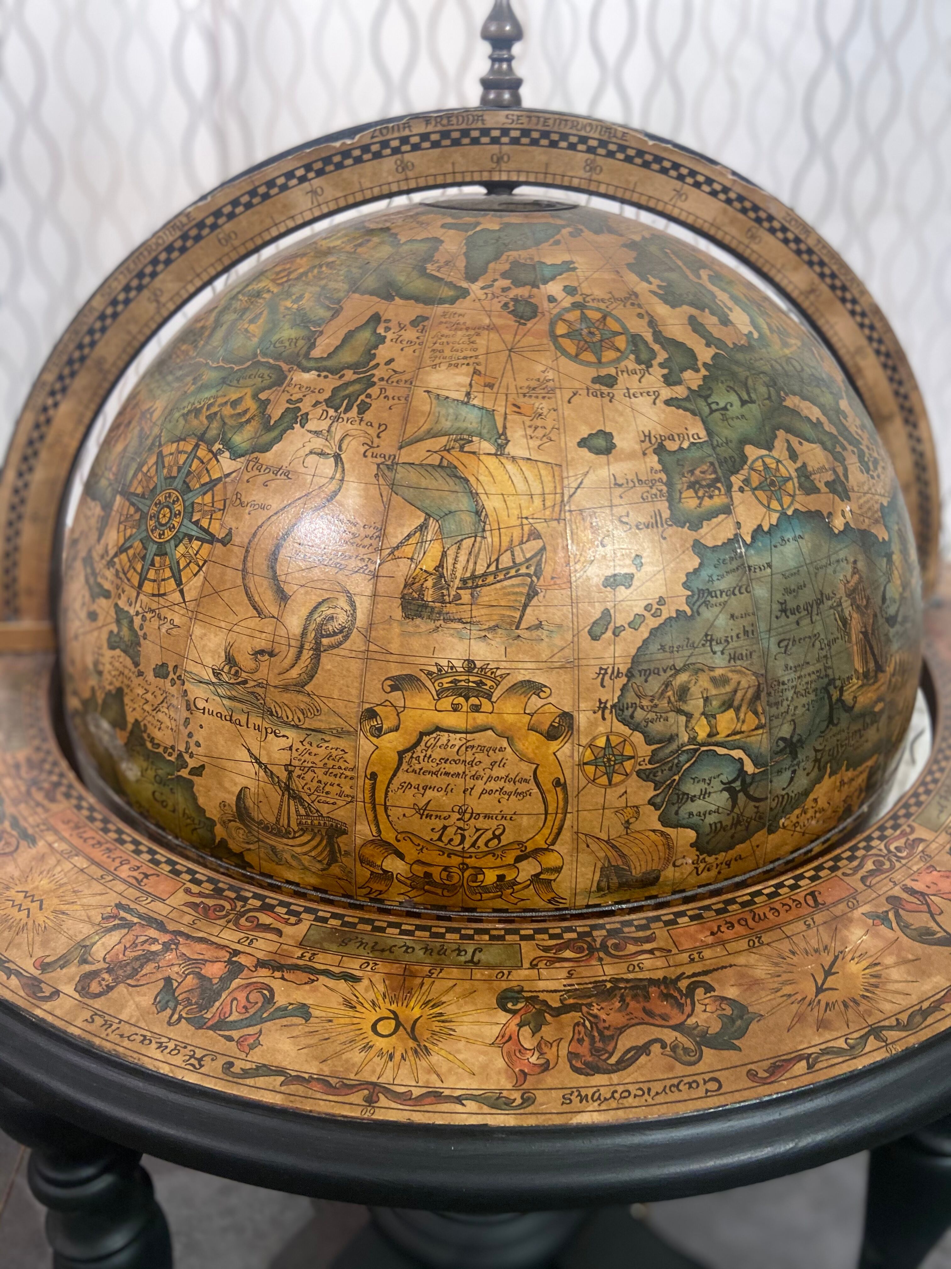 Bar mappemonde vintage 1970