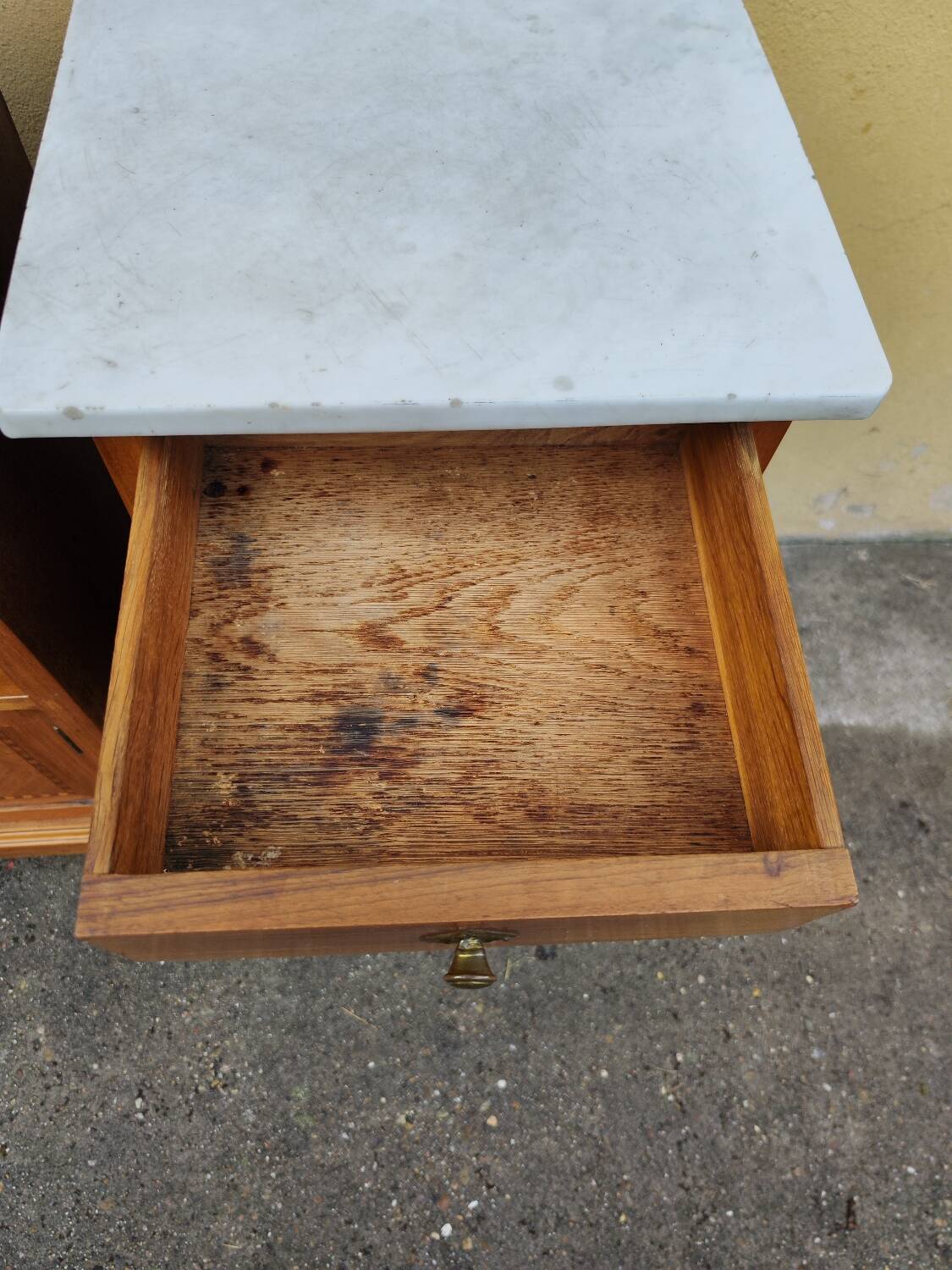 Set of 2 marble wood bedside tables