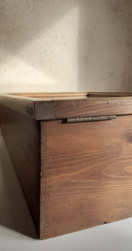 Old sloping pine display case